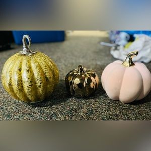 Decorative pumpkins - gold, light pink & off white
